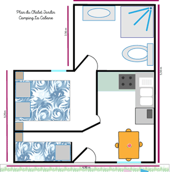 Le plan du chalet jardin 3 personnes